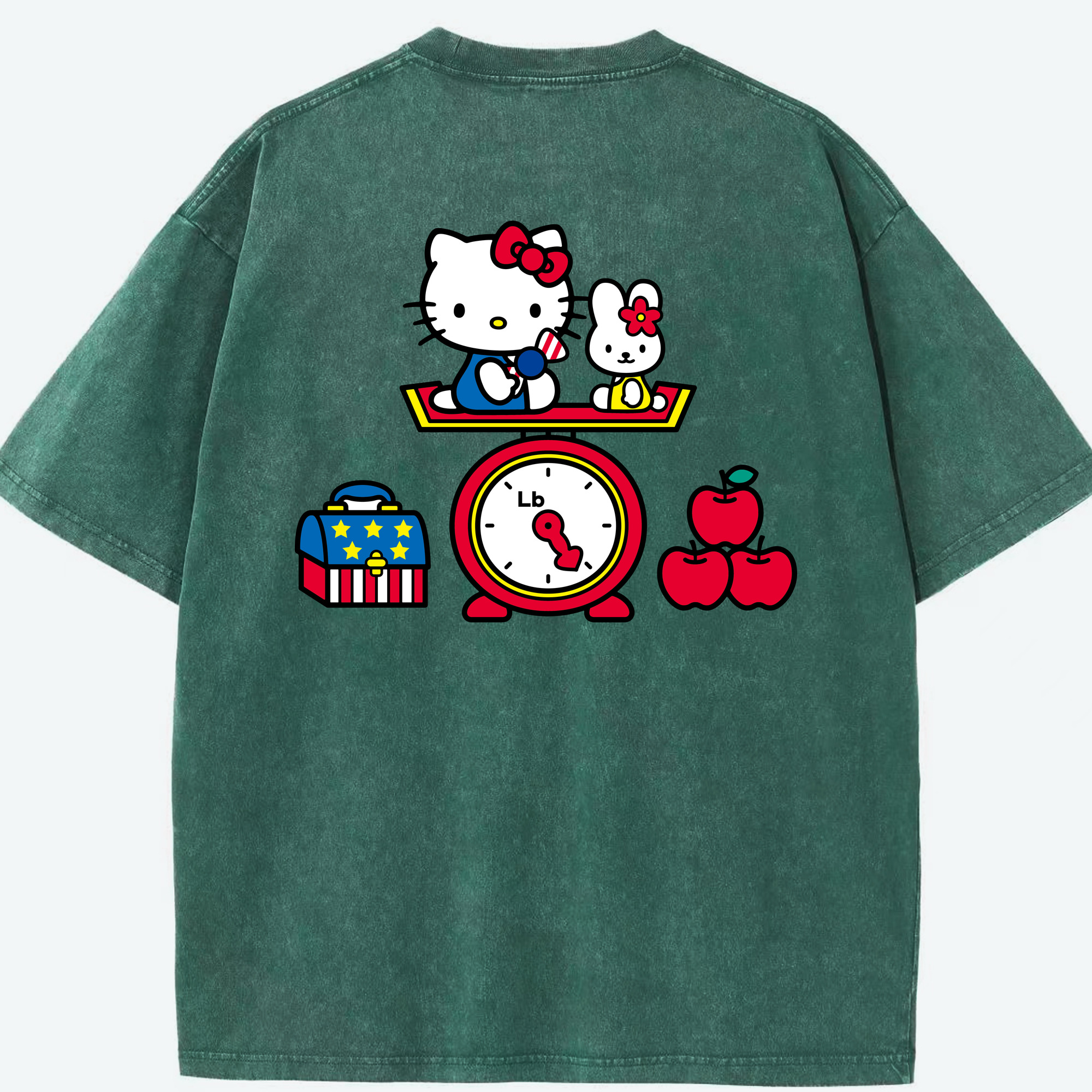 （画像用） Hello Kitty ハローキティ 綿100% ヴィンテージ風 半袖Tシャツ（背面プリント）